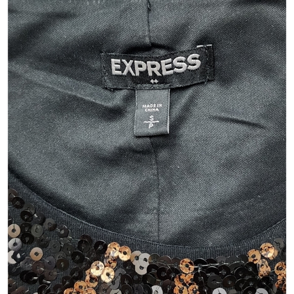 Express Mini Sequin Dress - Black, Copper (Gold) and Gray - Size S/P - EUC - Picture 6 of 6